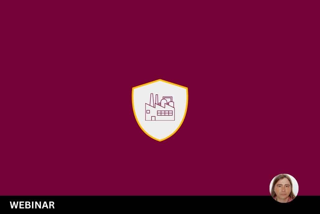 Shield icon representing industrial facility safety on a maroon background for the Process Safety Leadership webinar.