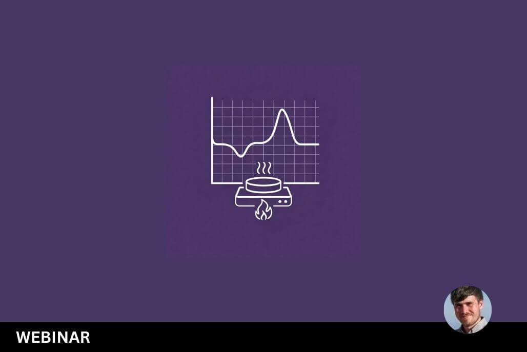 Differential Scanning Calorimetry (DSC) thermogram with sample pan and heat flow symbol representing thermal analysis for chemical process evaluation
