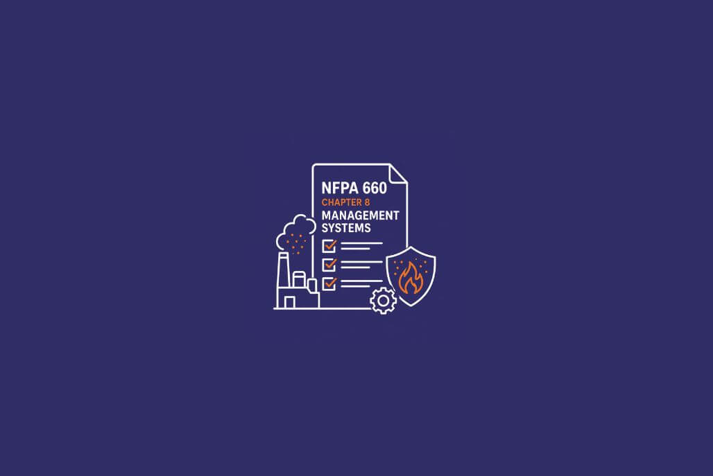 Illustration representing NFPA 660 Chapter 8 management systems for combustible dust facilities