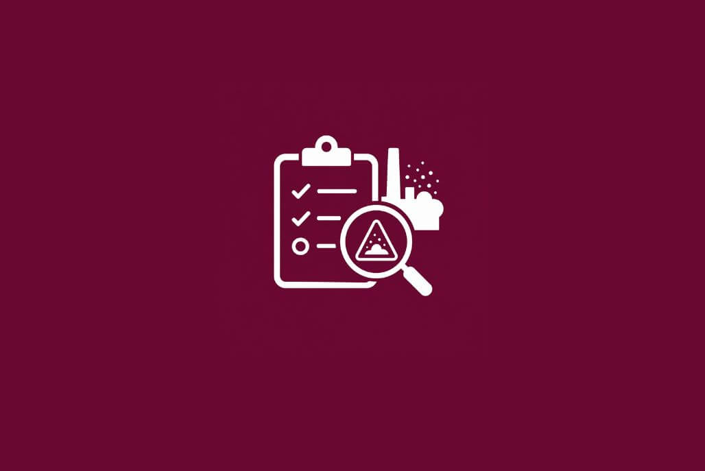Dust Hazard Analysis icon showing a safety checklist and inspection symbol for combustible dust risk assessment under NFPA 660.