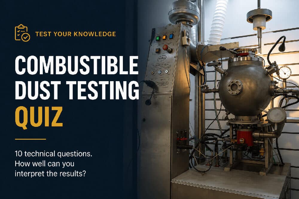 Combustible Dust Testing Quiz with 20-liter explosion testing chamber