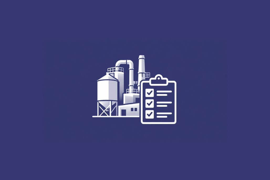 Industrial facility and checklist representing a Dust Hazard Analysis self-assessment