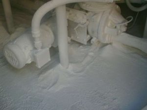 Dust Hazard Analysis: Powder dust accumulation on industrial machine in manufacturing facility