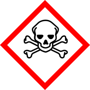 Toxic hazard pictogram showing skull and crossbones symbol used for hazardous substances